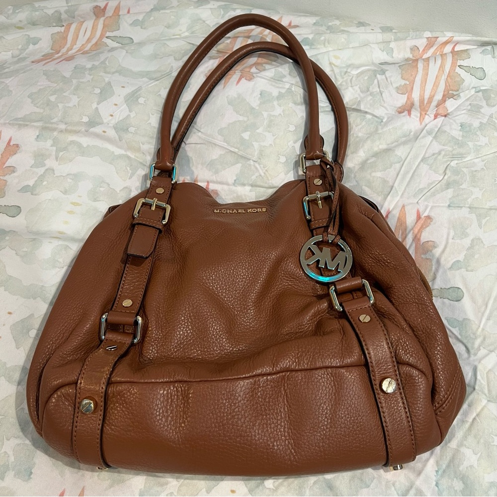 Michael Kors Bedford Luggage Brown Large Satchel Purse - Picture 5 of 5